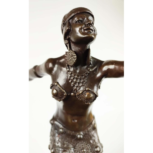 23 - AFTER D H CHIPARUS, an Art Deco style bronze of a female dancer, raised on a marble base, 48cm H.