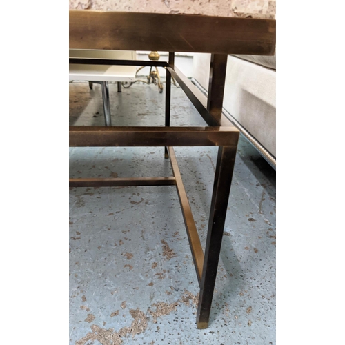 303 - COCKTAIL TABLE, stone top, gilt metal base, 122cm x 61cm x 39cm.