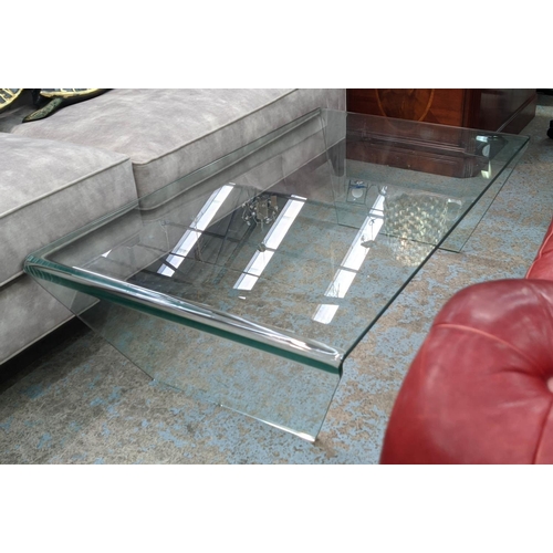 304 - LOW TABLE, 120cm x 70cm x 35cm, minimalist glass design.