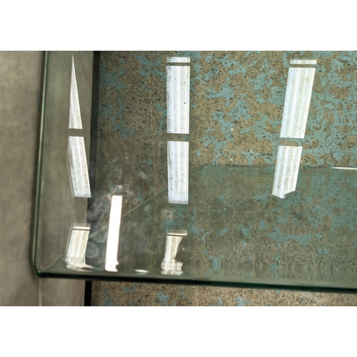 304 - LOW TABLE, 120cm x 70cm x 35cm, minimalist glass design.