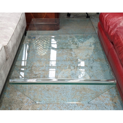 304 - LOW TABLE, 120cm x 70cm x 35cm, minimalist glass design.