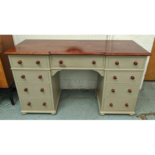 312 - CHALON KNEEHOLE DESK, polished painted top, painted from the sides, fitted with one long drawer, eig... 