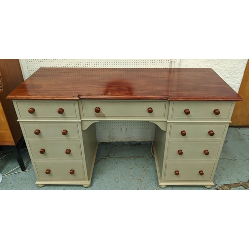 312 - CHALON KNEEHOLE DESK, polished painted top, painted from the sides, fitted with one long drawer, eig... 