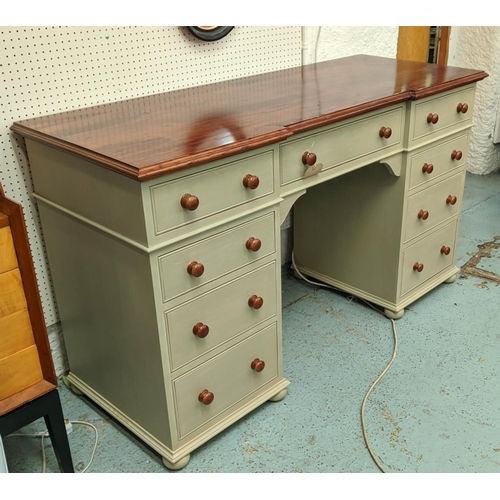 312 - CHALON KNEEHOLE DESK, polished painted top, painted from the sides, fitted with one long drawer, eig... 