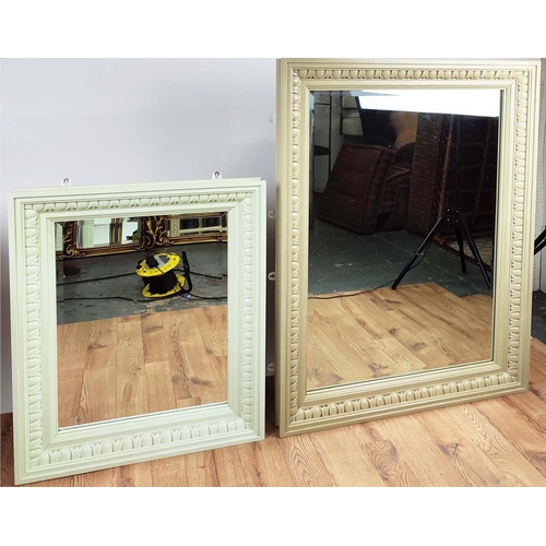 313 - CHALON WALL MIRRORS, two, wooden frame with egg and dart moulded edges, painted bevel edged glass, l... 