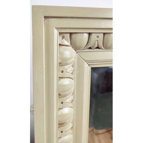 313 - CHALON WALL MIRRORS, two, wooden frame with egg and dart moulded edges, painted bevel edged glass, l... 