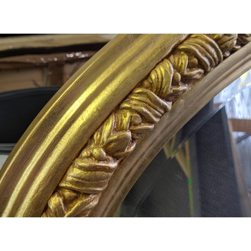 335 - OVERMANTEL WALL MIRROR, gilt frame, bevelled plate, 150cm x 141cm.