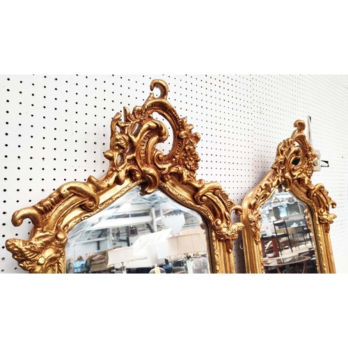 341 - PIER MIRRORS, a pair, 179cm x 52cm, belle epoque style, gilt frames, bevelled plate. (2)