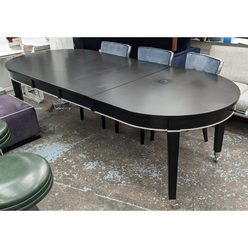 361 - COACH HOUSE EXTENDABLE DINING TABLE, fitted with two removable leaves, wind out mechanism, with hand... 