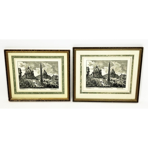 48 - ARCHITECTURAL COLOURED ENGRAVINGS OF ROME, a set of four, 63cm x 51cm, together with two French arch... 