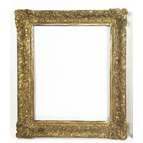 49 - PICTURE FRAMES, a pair, 19th century giltwood and gesso, 117cm x 97cm. (2)