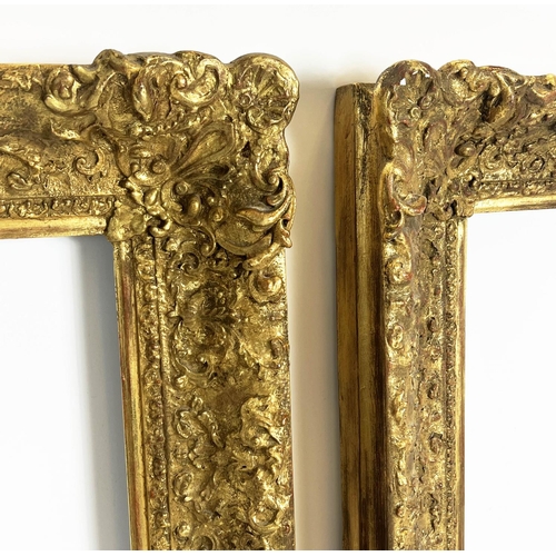 49 - PICTURE FRAMES, a pair, 19th century giltwood and gesso, 117cm x 97cm. (2)