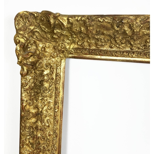 49 - PICTURE FRAMES, a pair, 19th century giltwood and gesso, 117cm x 97cm. (2)