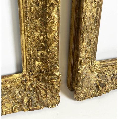 49 - PICTURE FRAMES, a pair, 19th century giltwood and gesso, 117cm x 97cm. (2)