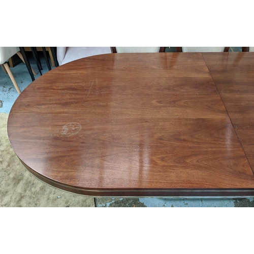 498 - KATHARINE POOLEY DINING TABLE, extendable with one leaf, with metal trim 110cm D x 220cm L, unextend... 