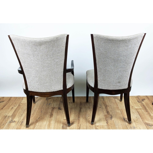 499 - KATHARINE POOLEY DINING CHAIRS, a set of eight, including two carvers, side chairs measuring 98cm hi... 