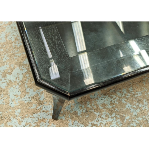 502 - KATHARINE POOLEY COFFEE TABLES, glass with back and frame, 90cm D x 110cm W x 52cm H.