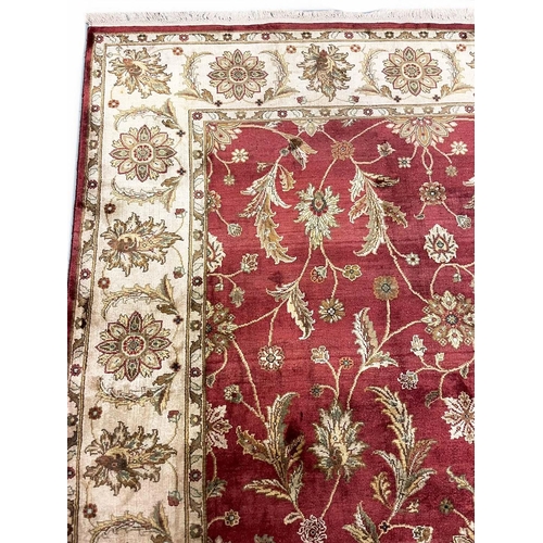 80 - FINE INDIAN MAHARA SILK RUG, 243cm x 153cm.