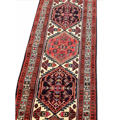 82 - PERSIAN SARAB RUNNER, 300cm x 74cm.