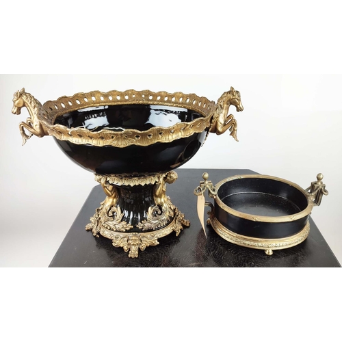 9 - CENTERPIECE, 20th century Empire style porcelain and gilt metal 45cm H x 60cm W, together with a sim... 