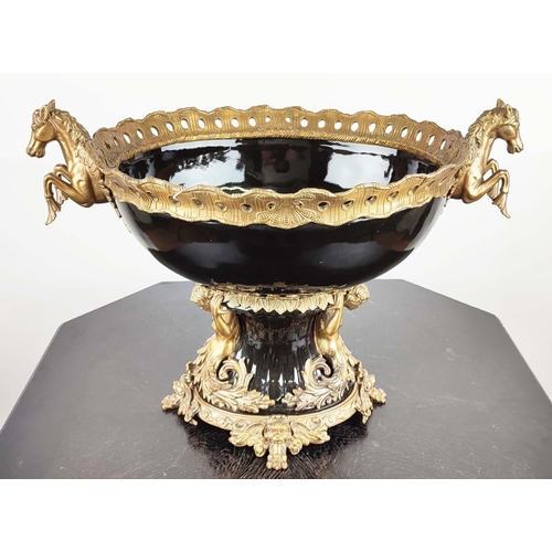 9 - CENTERPIECE, 20th century Empire style porcelain and gilt metal 45cm H x 60cm W, together with a sim... 