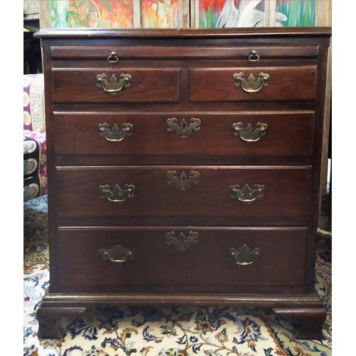 100 - BACHELOR'S CHEST, 78cm W x 79cm H x 48cm D, George III mahogany with a brushing slide above two shor... 