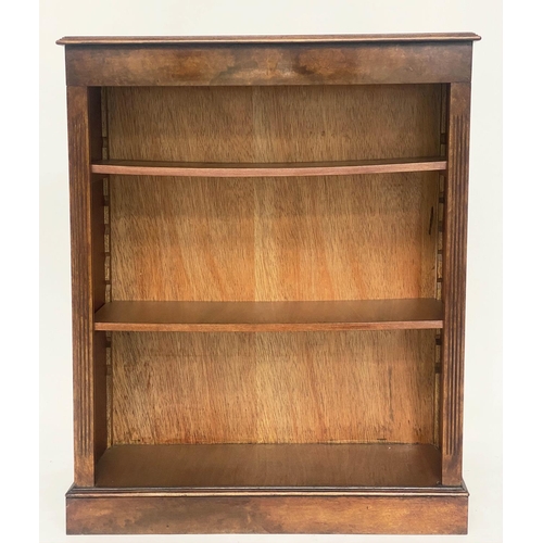 108 - OPEN BOOKCASE, Victorian style burr walnut with adjustable shelves, 84cm x 118cm H x 32cm D.