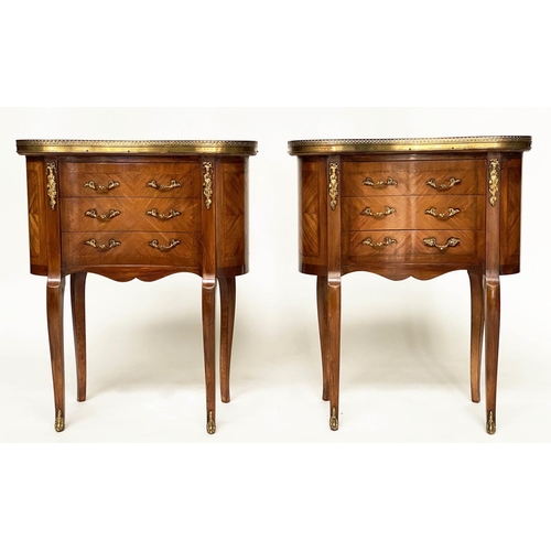 110 - LAMP TABLES, a pair, French Traditional style mahogany and gilt metal galleried and mounted, each wi... 