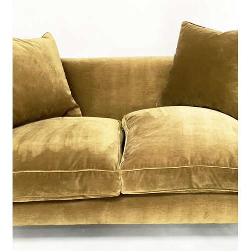 140 - SOFA BY 'SOFAS AND STUFF', the 'Clavering' two seat upholstered in olive green velvet with scrolled ... 