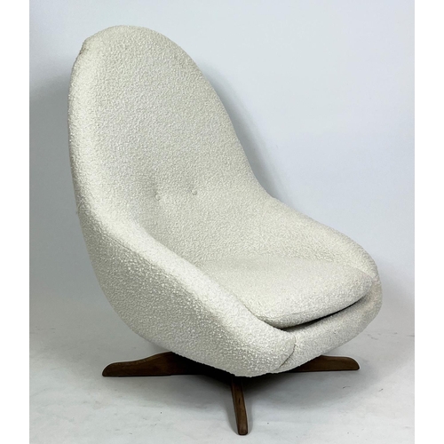 178 - SWIVEL ARMCHAIR, 101cm H x 77cm W, mid 20th century in boucle wool upholstery.