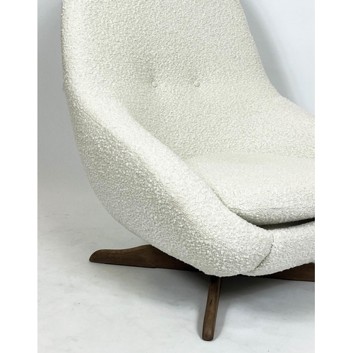 178 - SWIVEL ARMCHAIR, 101cm H x 77cm W, mid 20th century in boucle wool upholstery.