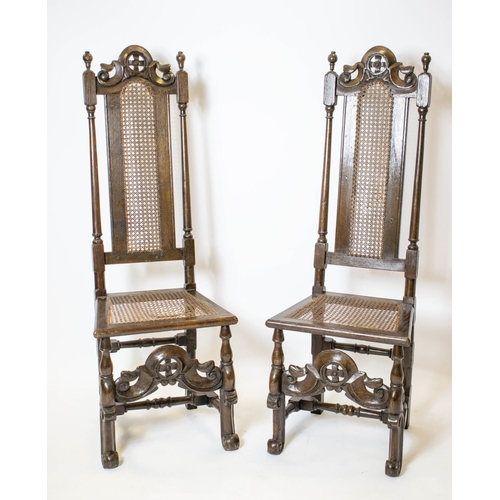 182 - SIDE CHAIRS, 130cm H x 47cm W, a pair, late 19th/early 20th century William and Mary style oak and c... 