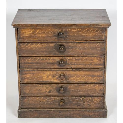 201 - BANK OF DRAWERS, 65cm H x 60cm W x 37cm D, 19th century scumbled pine grain painted to simulate oak,... 