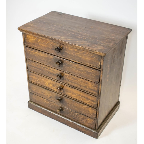 201 - BANK OF DRAWERS, 65cm H x 60cm W x 37cm D, 19th century scumbled pine grain painted to simulate oak,... 