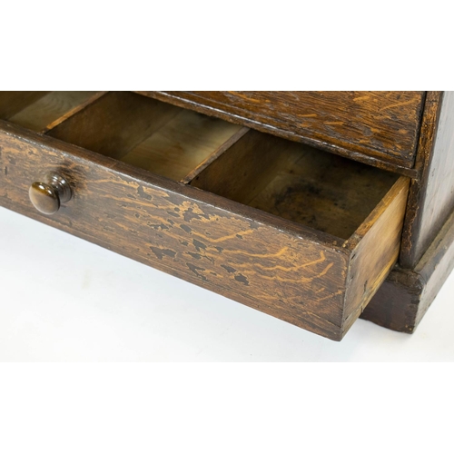 201 - BANK OF DRAWERS, 65cm H x 60cm W x 37cm D, 19th century scumbled pine grain painted to simulate oak,... 