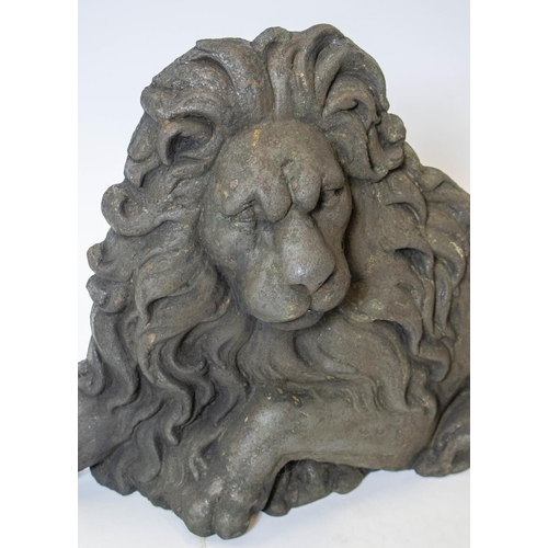 204 - LION AND UNICORN, 19th century cast iron, 36cm H x 71cm W and 55cm H x 66cm W. (2)