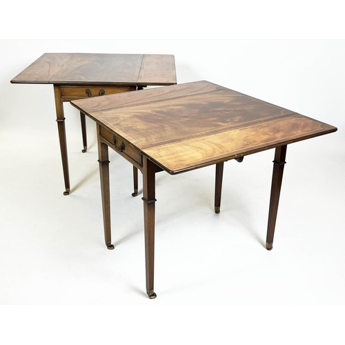 208 - PEMBROKE TABLES, 72cm H x 49cm W x 78cm D, 89cm open, a pair, George III style mahogany, rosewood cr... 