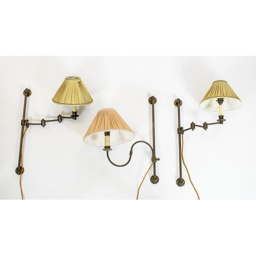 278 - WALL LIGHTS, a pair, fully adjustable, max 74cm H, 45cm extended and another similar wall light. (3)