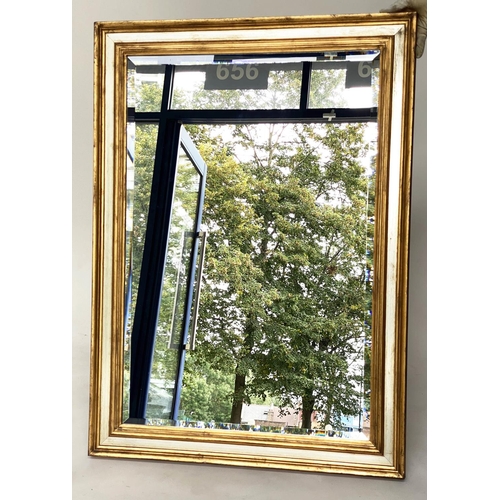 295 - WALL MIRROR, rectangular gilt wood with silvered marginal frame and bevelled plate, 75cm x 104cm.