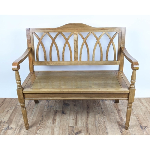 505 - BENCH, 103cm W x 93cm H, oak.