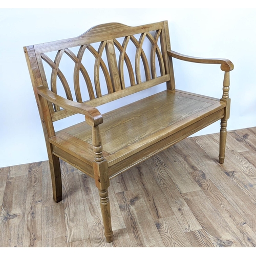 505 - BENCH, 103cm W x 93cm H, oak.