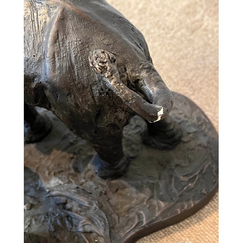 7 - RESIN SCULPTURE STATUE OF TWO ELEPHANTS, signed by the artist on base, 28cm H x 40cm.