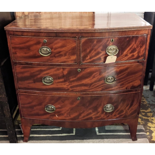 245 - BOWFRONT CHEST,  89cm W x 90cm H x 48cm D 19th century mahogany with two short above two long drawer... 