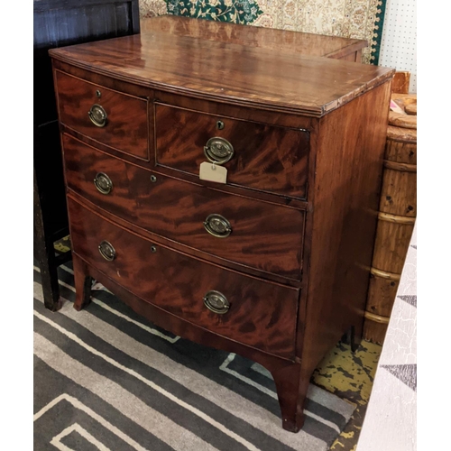 245 - BOWFRONT CHEST,  89cm W x 90cm H x 48cm D 19th century mahogany with two short above two long drawer... 