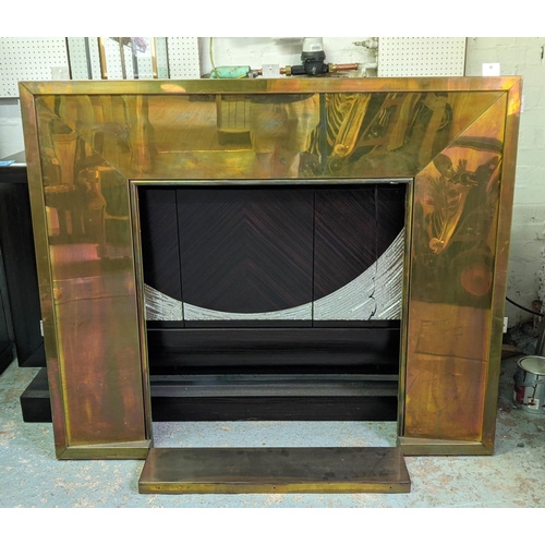 340 - FIRE SURROUND, 141cm x 117.5cm, brass.