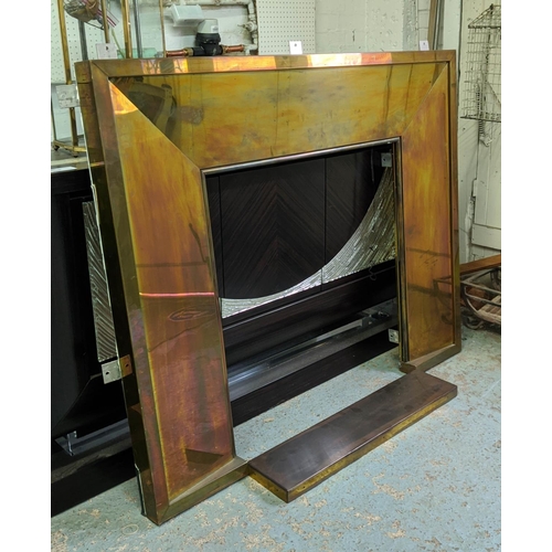 340 - FIRE SURROUND, 141cm x 117.5cm, brass.