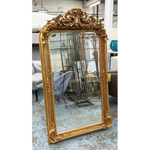 346 - WALL MIRROR, belle epoque style, gilt frame, bevelled plate, 85cm x 157cm.