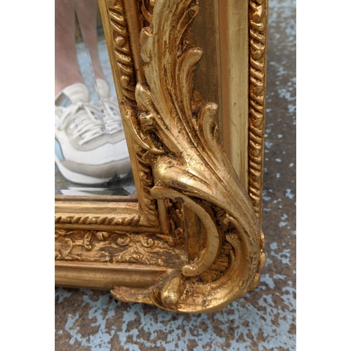 346 - WALL MIRROR, belle epoque style, gilt frame, bevelled plate, 85cm x 157cm.