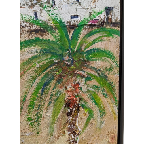 36 - KEN DAVIS, 'Madagascar', oil on board, 102cm x 33cm, framed.