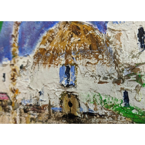 36 - KEN DAVIS, 'Madagascar', oil on board, 102cm x 33cm, framed.